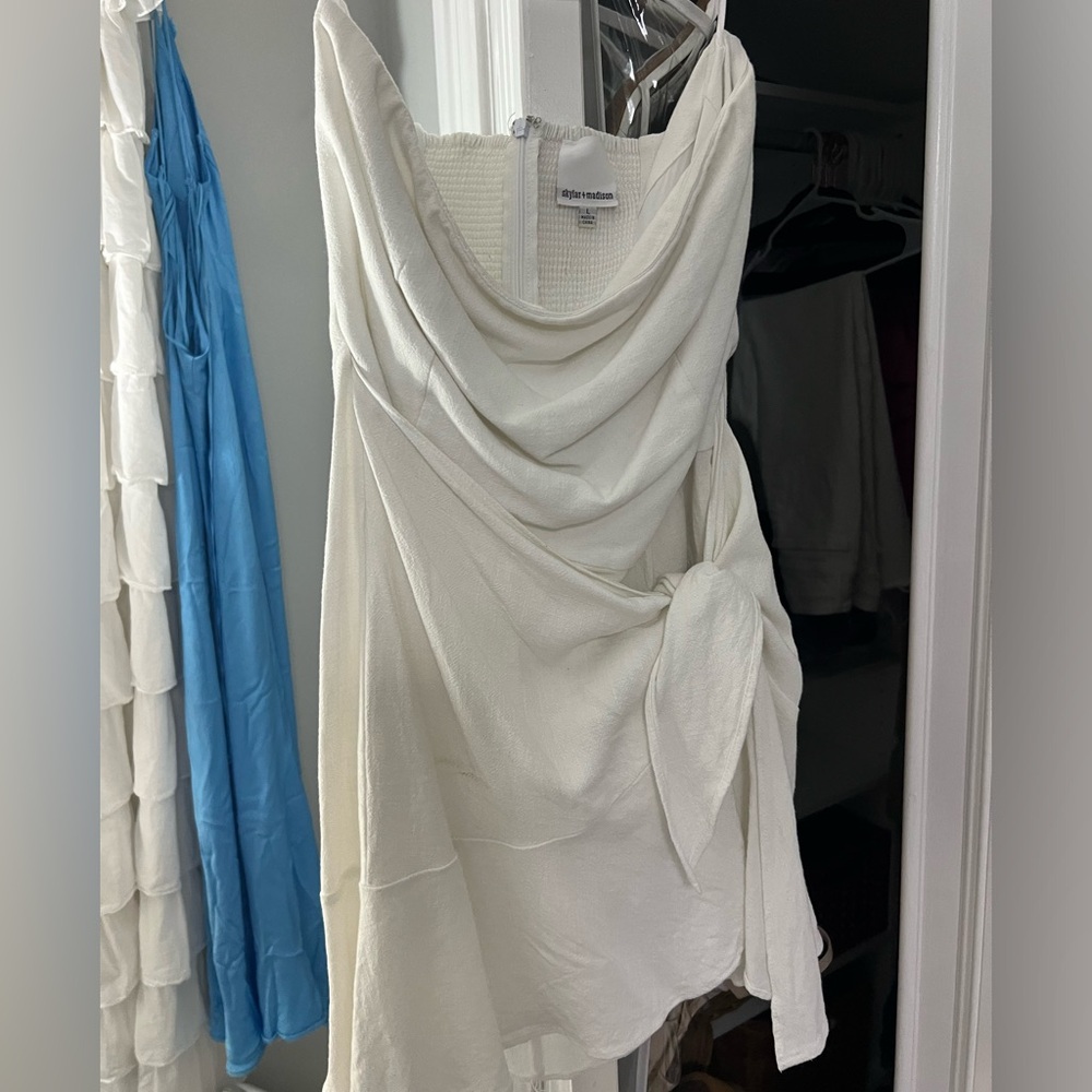 Skylar and Madison mini white knot dress